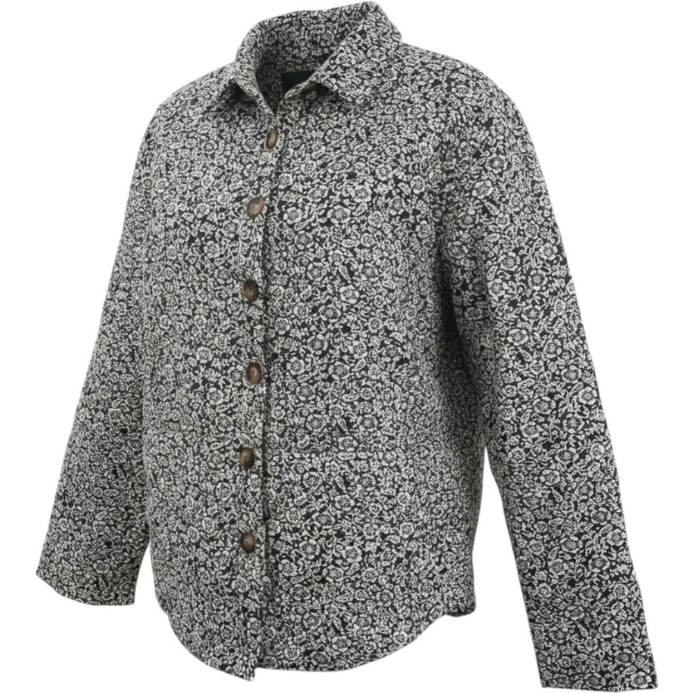 Neuflora Quilted Floral Jacket Womens Small Black White NWT Cotton Shacket